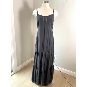 KILN Womens Small Gray Tiered Maxi Dress Sleeveless Adjustable Straps